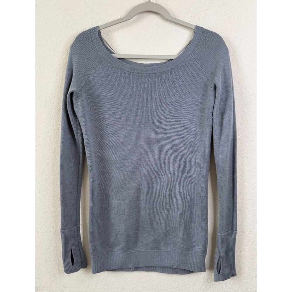 Lululemon Chai Time II Sweater Reversible Pullover M? Gray Knit Top Thumbholes